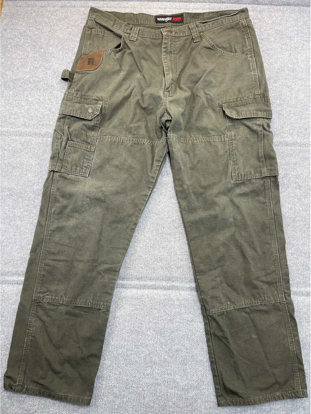 Wrangler RIGGS Workwear Mens Olive Green Canvas Cargo Pants Carpenter